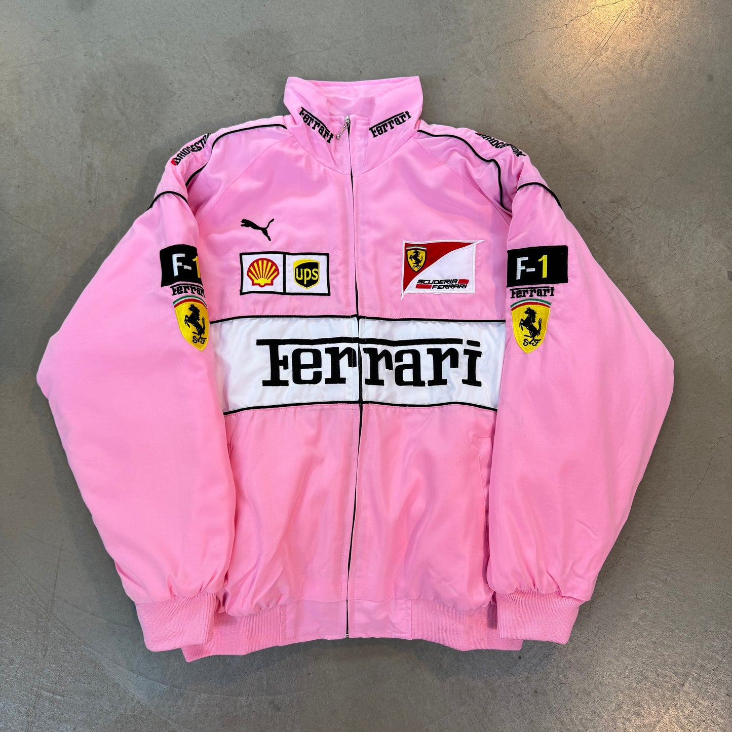 Vintage Pink Ferrari F1 Racing Jacket