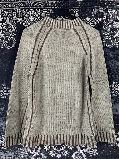 Unisex Washed Two-Tone Chunky Knit Sweater