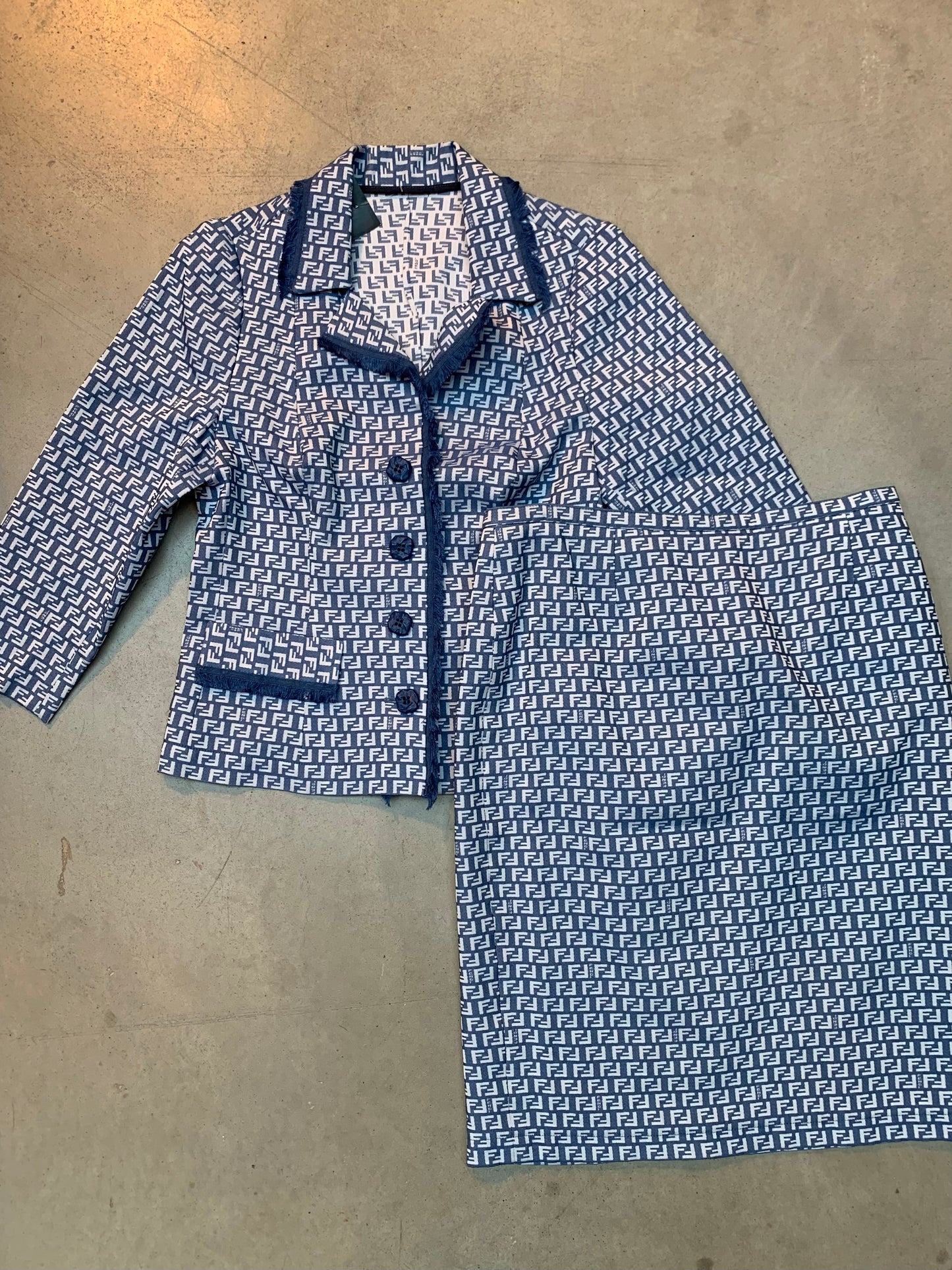 Vintage Women’s Fendi Monogram Blazer and Skirt Two-Piece Suit