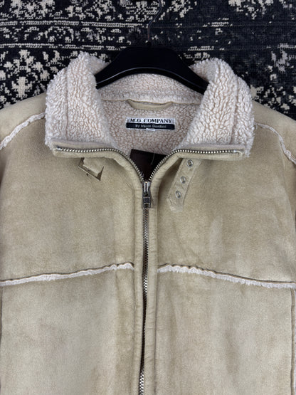 Women's Y2K Vintage Beige Faux Suede Jacket with Warm Inner Lining