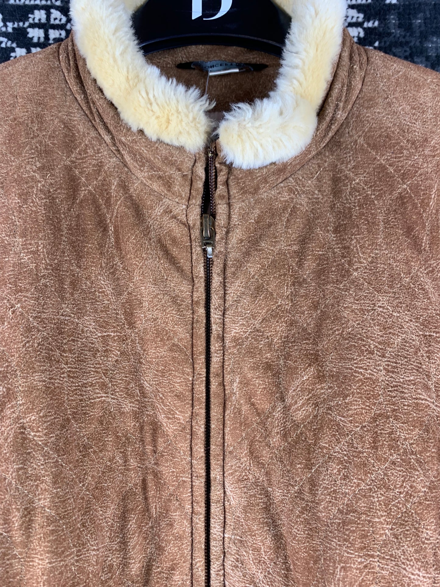 Y2K Style Brown Faux Shearling Zip Up Jacket