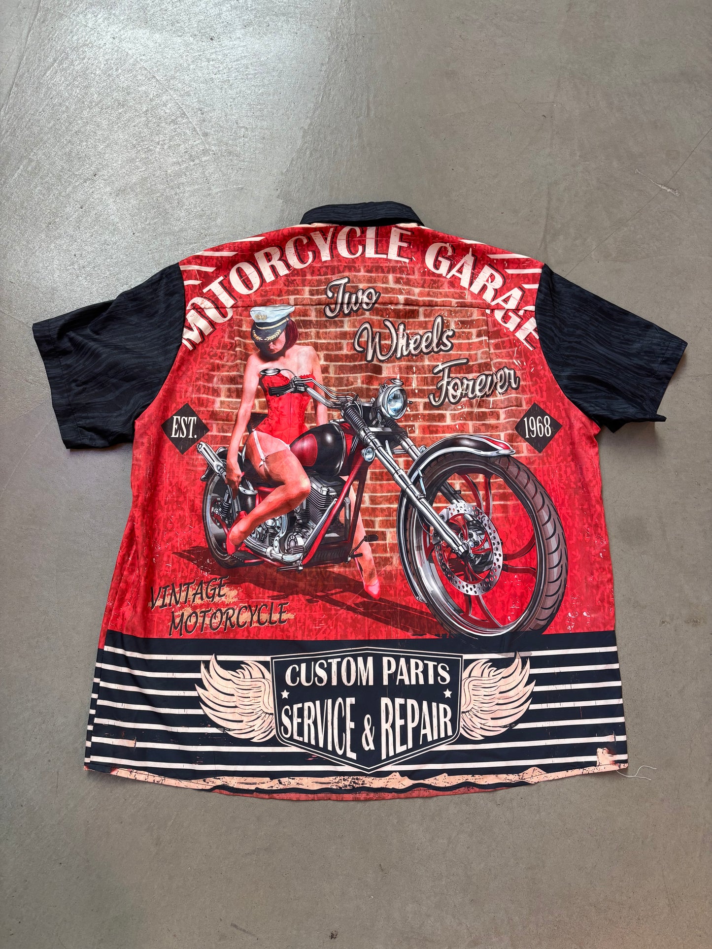 Vintage Royaur Hawaiian Motorcycle Graphic Shirt