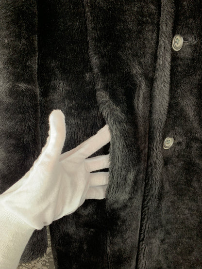 Elegant Black Faux Fur Long Coat