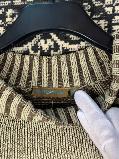 Unisex Washed Two-Tone Chunky Knit Sweater