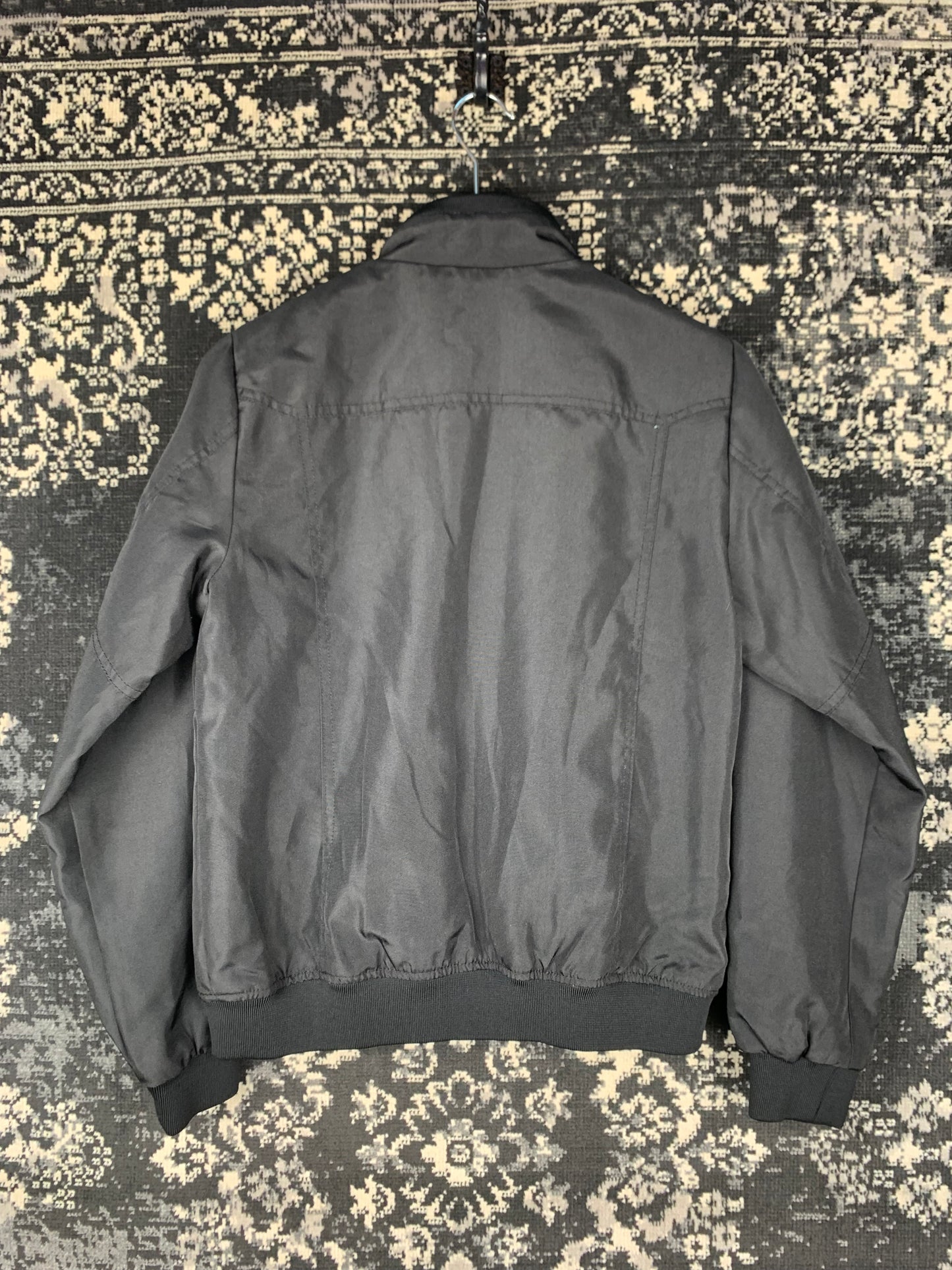 Y2K Unisex Black Bomber Jacket by R Cover with Zip Front