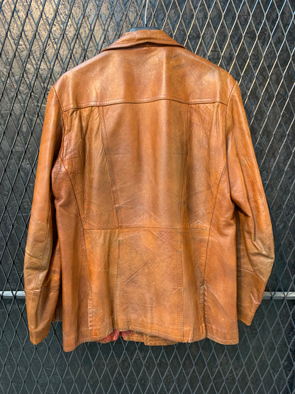 Vintage Unisex L Brown Leather Jacket By Marquis of London