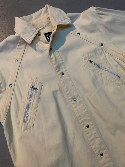 Y2K Light Yellow Short Sleeve Button-Up Shirt