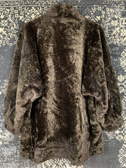 Vintage Dark Brown Sheared Fur Coat With Pom-Pom Drawstrings