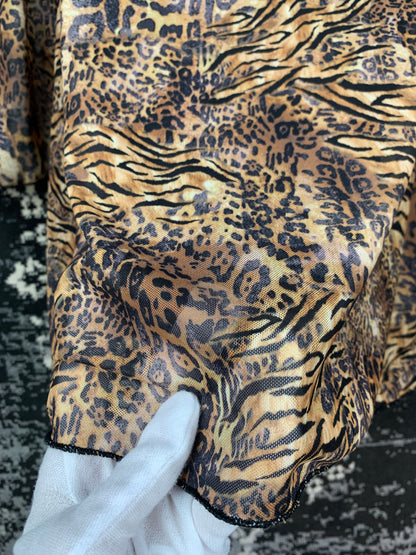 Womens Y2K Style Mesh Animal Print Long Sleeve Dress