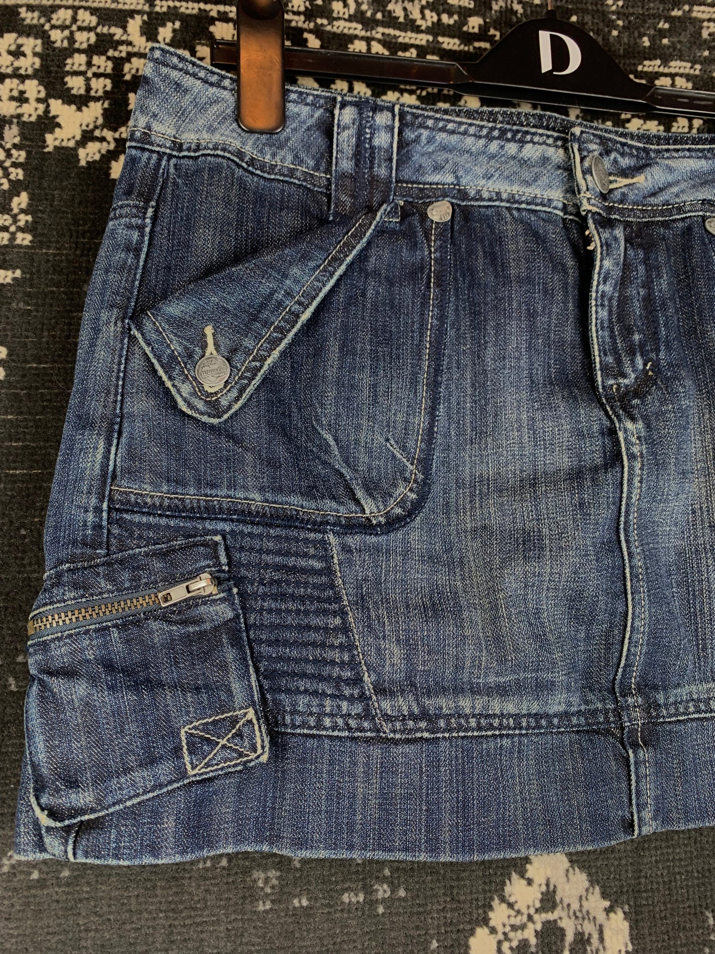 Y2K Vintage Il' Dolce Distressed Blue Mini Denim Skirt