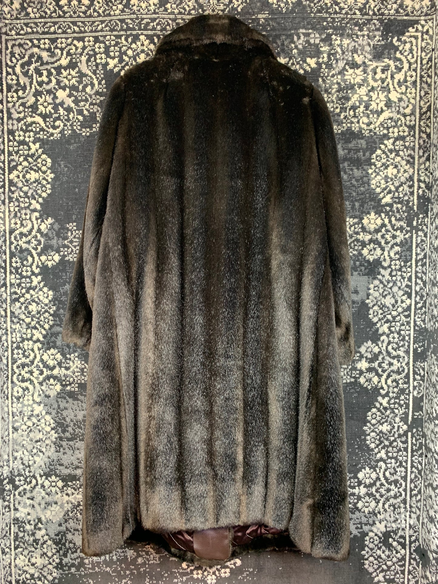 Vintage Dark Brown Faux Fur Long Coat