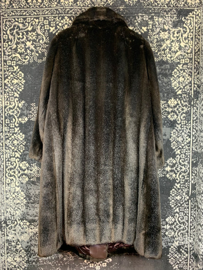 Vintage Dark Brown Faux Fur Long Coat