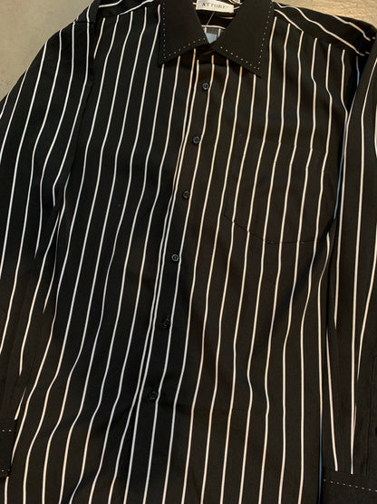 Vintage “ATTORE” Black White Striped Dress Shirt