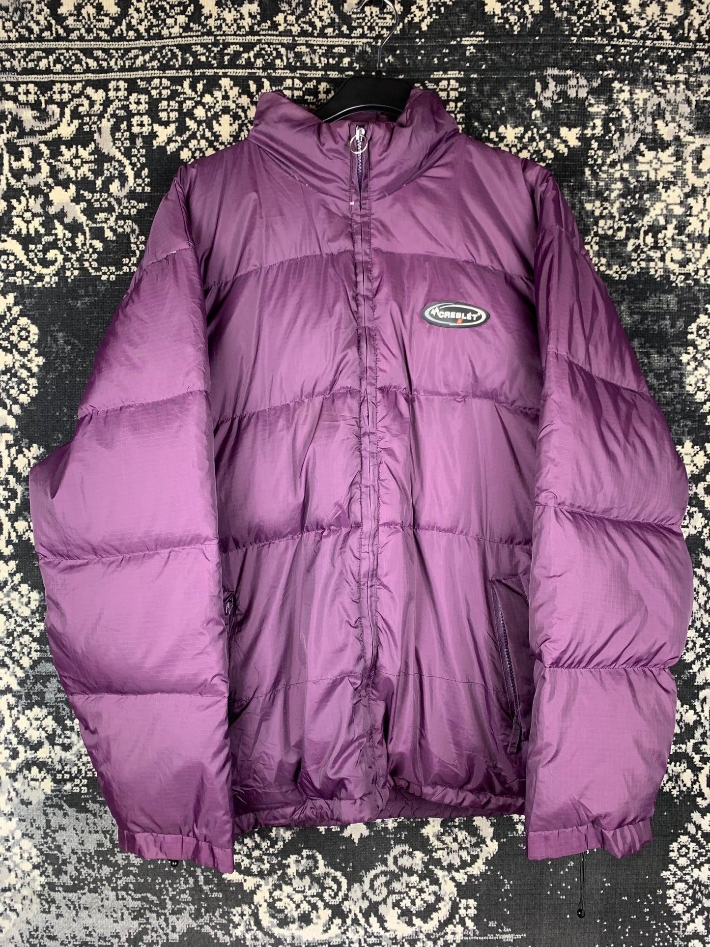 Vintage Unisex Dark Purple Swiss Creblet Puffer Jacket