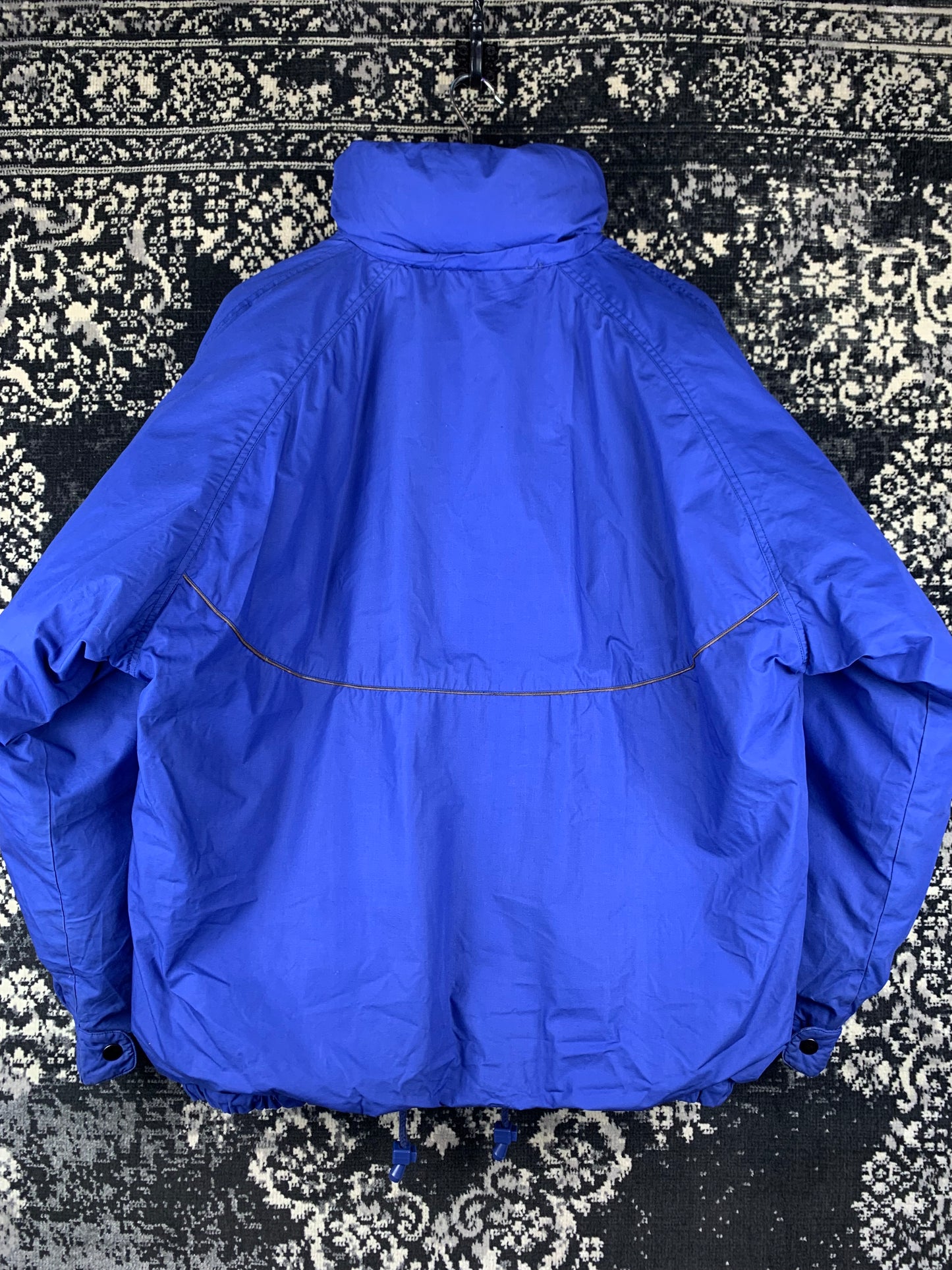 Men's Vintage Shuang Yu Electric Blue Puffer Bomber Jacket