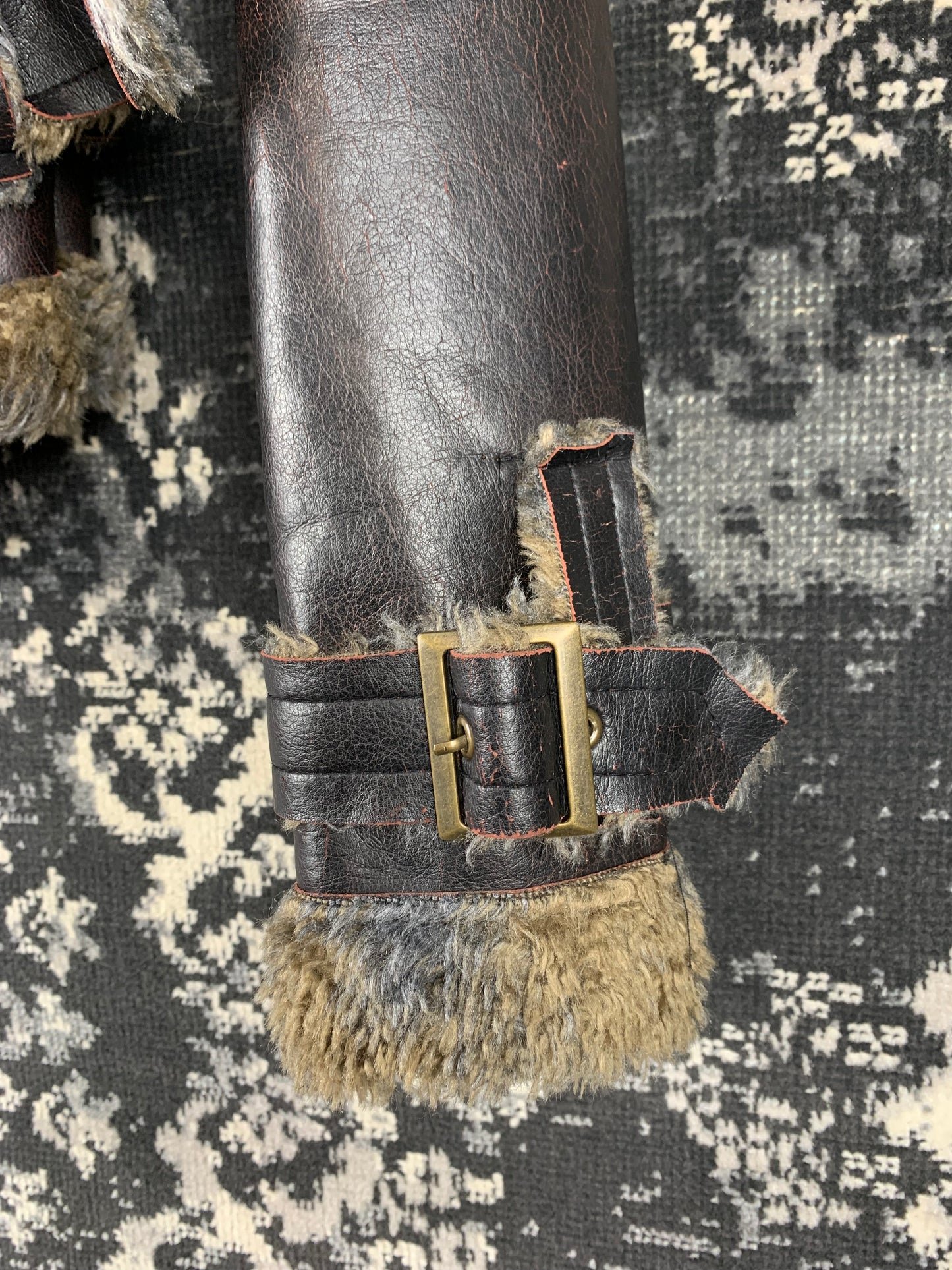 Vintage Brown Shearling Aviator Jacket