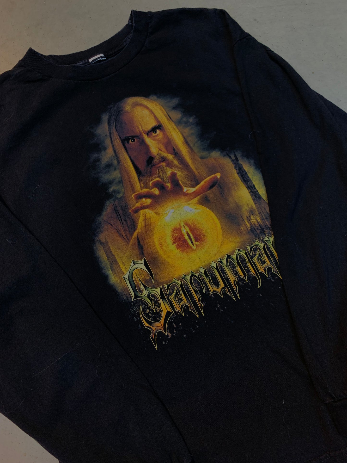Vintage Saruman Graphic Black Long Sleeve T-Shirt