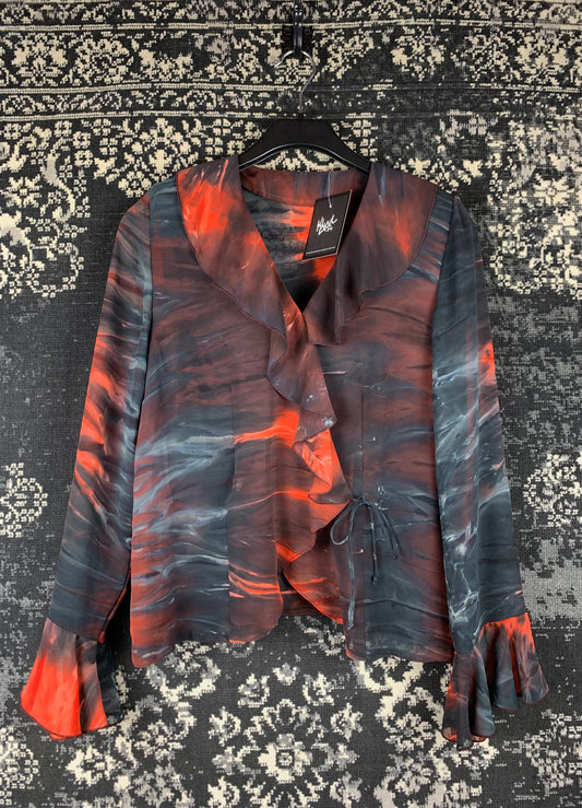 Women's Vintage Ruffle Tie Front Blouse