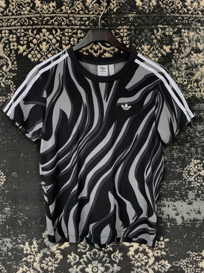 Women's Adidas Originals Black and Grey Patterned T-Shirt