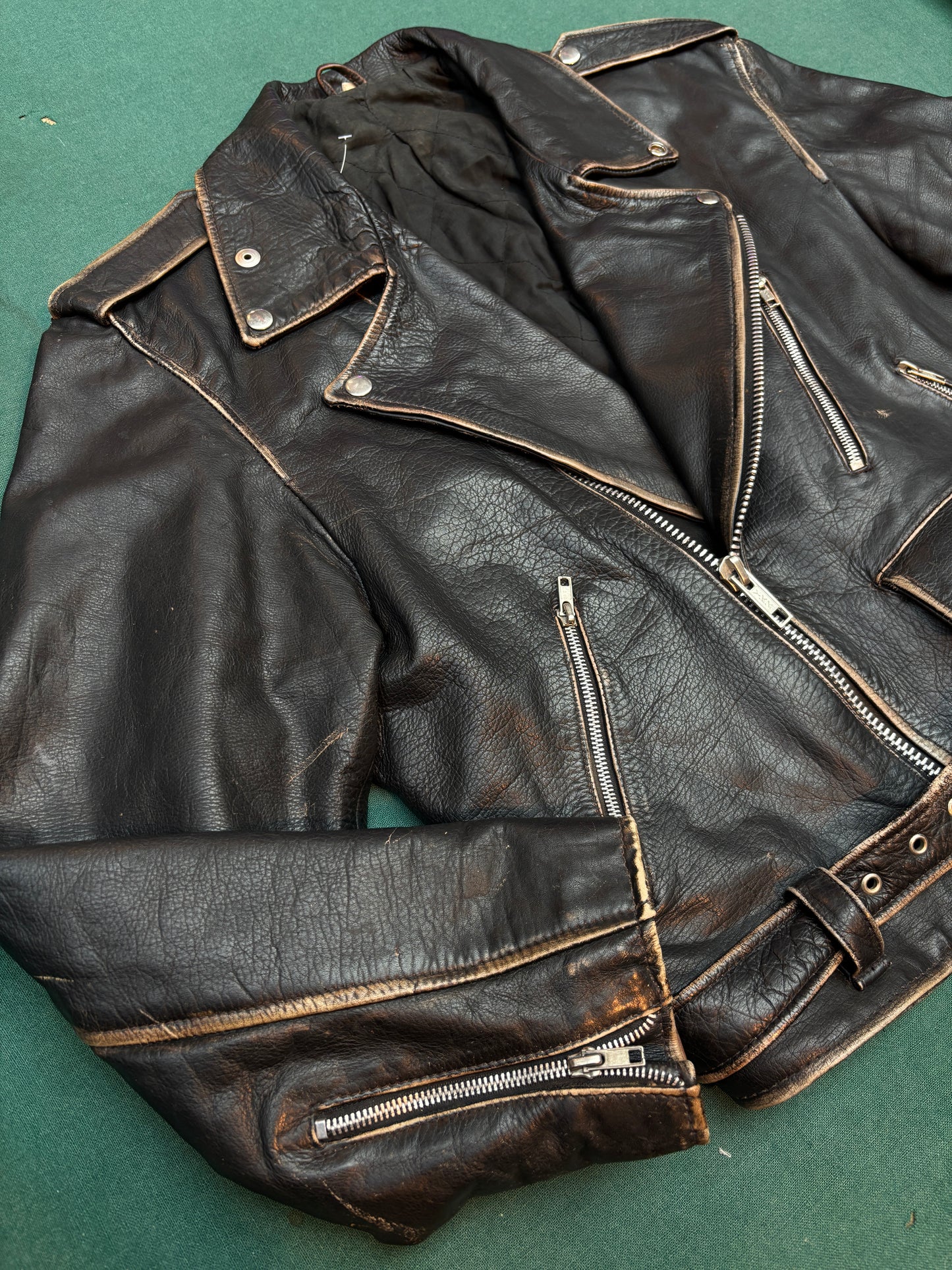 Vintage Black Leather Biker Jacket