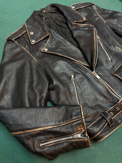 Vintage Black Leather Biker Jacket