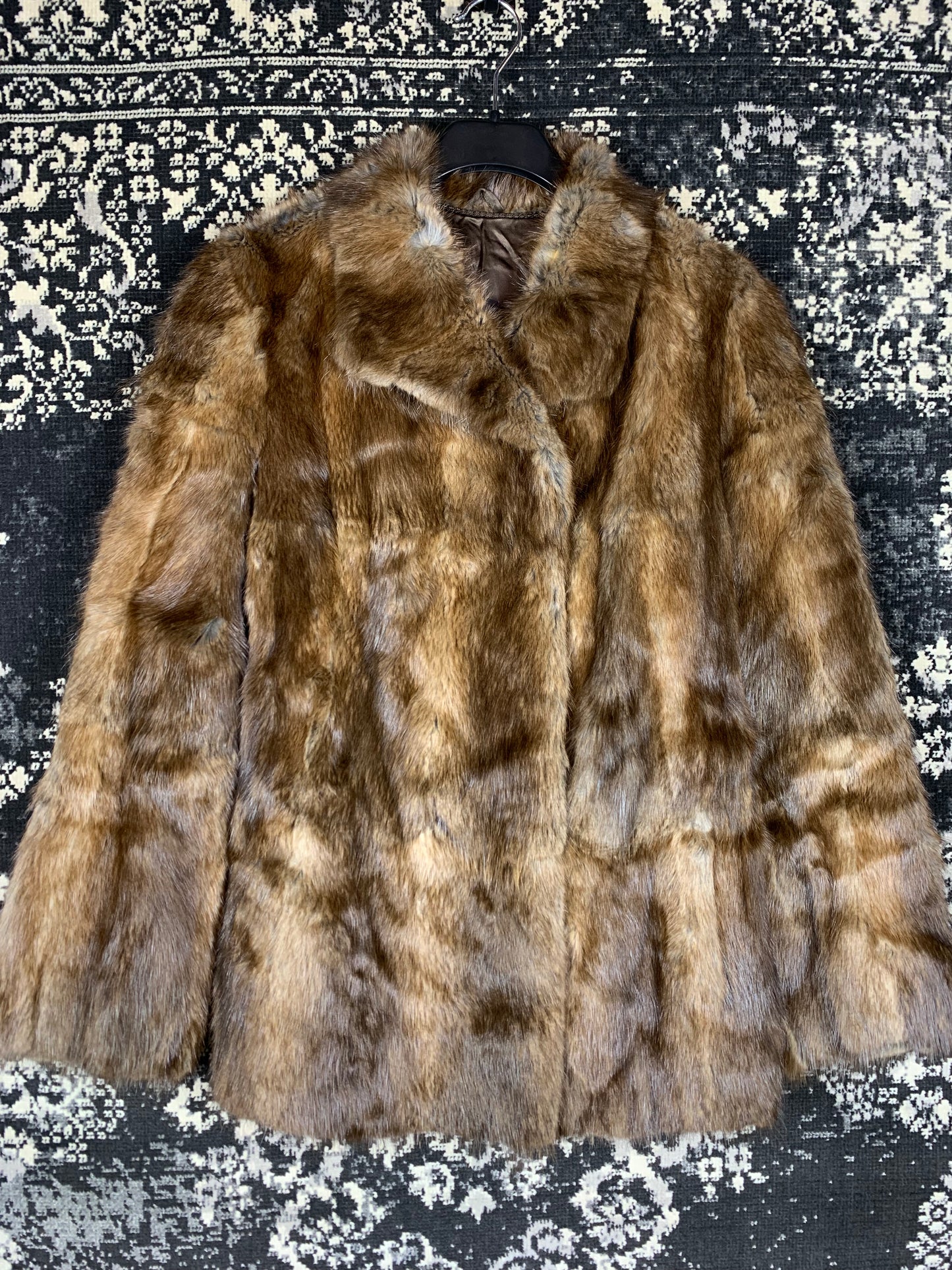 Womens Vintage Light Brown Muskrat Fur Jacket