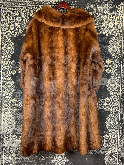 Womens Long Vintage Brown Fur Coat