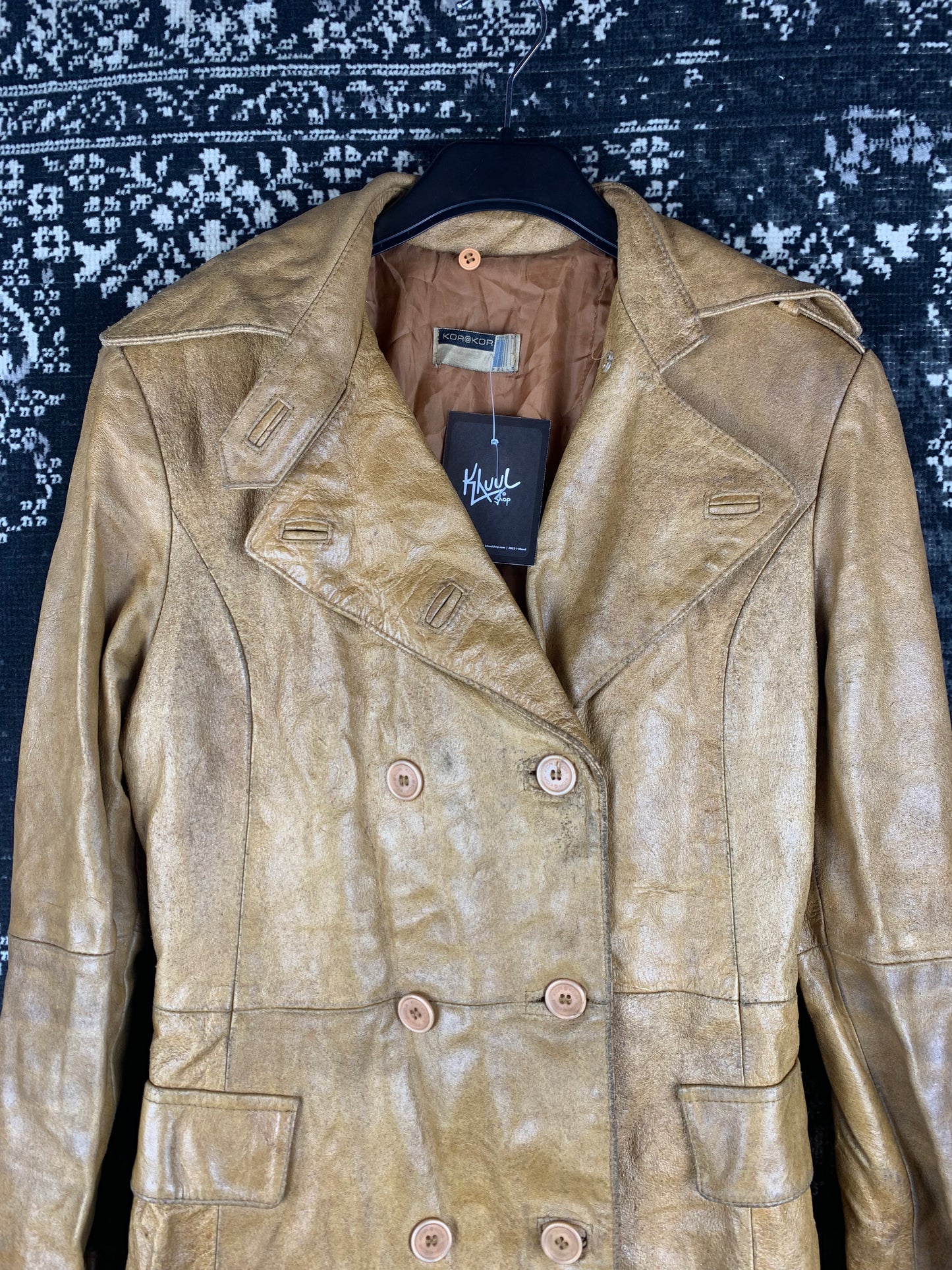 Women's Vintage Light Brown Long Leather Coat