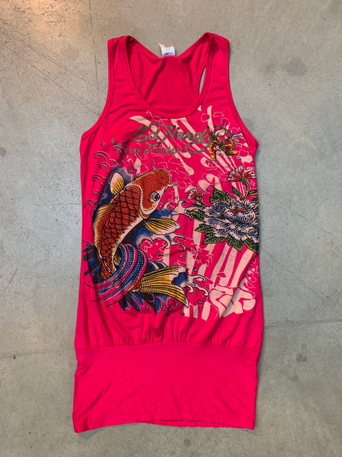 Y2K Women's Pink Ed Hardy Sleeveless Tunic
