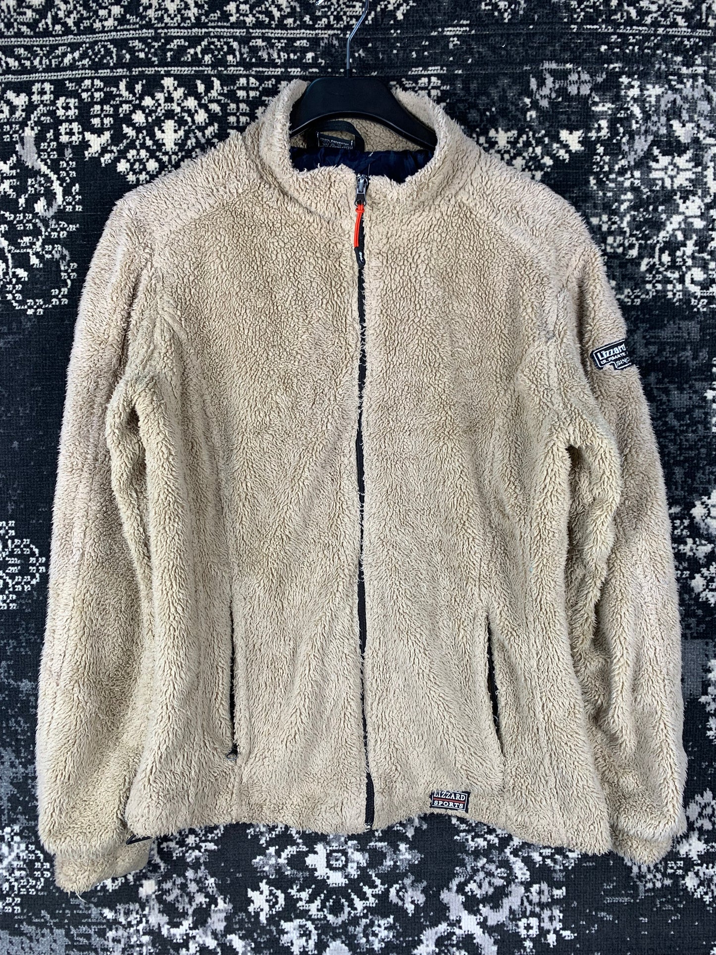 Men's Vintage Beige Zip-Up Fleece Jacket