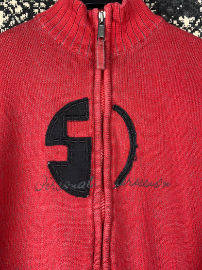 Men Y2K Vintage Shine Zip-Up Sweater