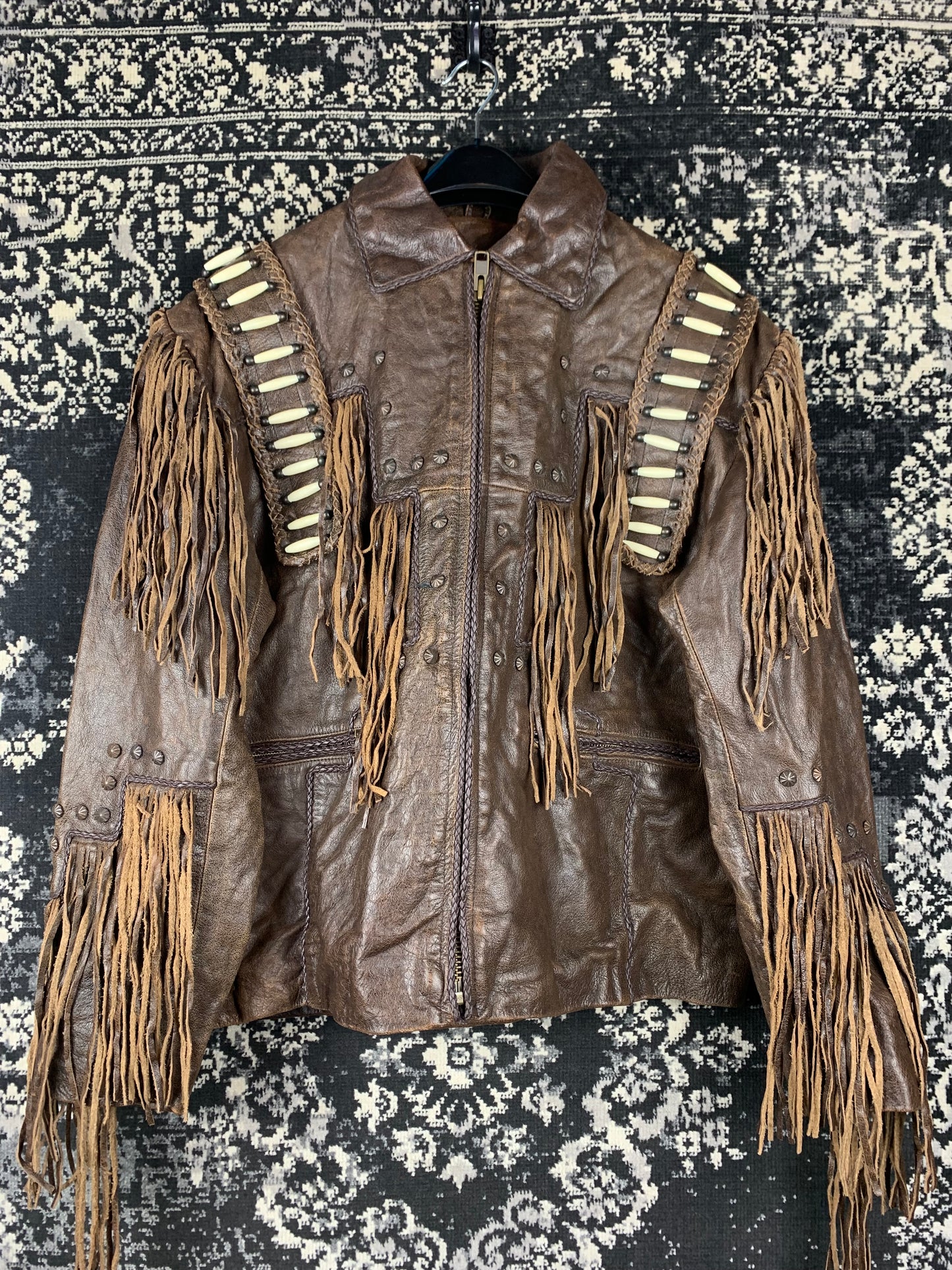 Men's Vintage Leather Gallery Brown Cowboy Jacket