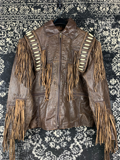 Men's Vintage Leather Gallery Brown Cowboy Jacket