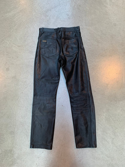 Vintage Linus Black Genuine Leather Pants Men S