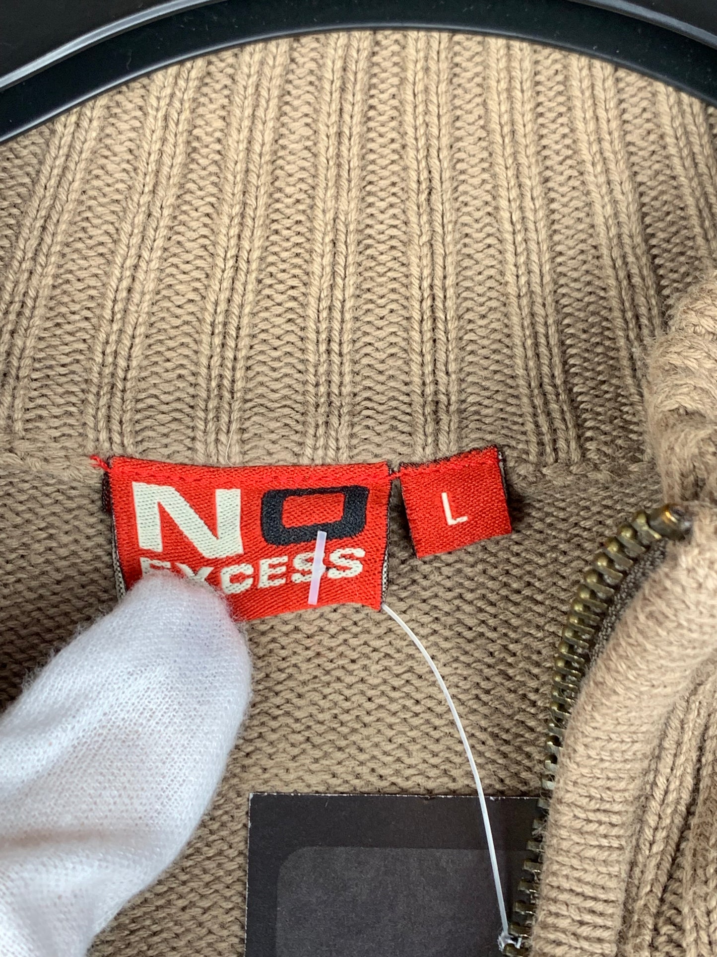 Y2K Men Gray Ribbed Knit Zip Hoodie