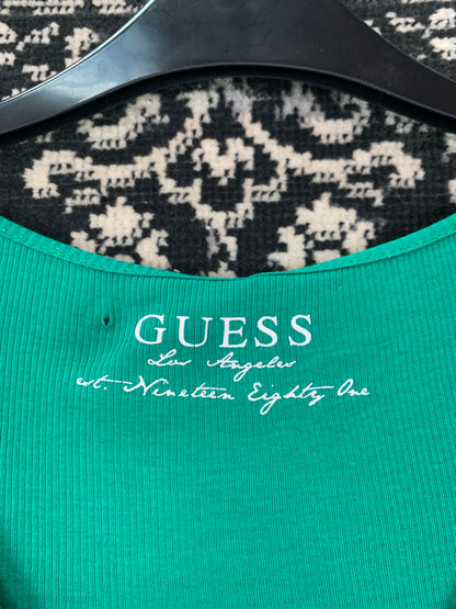 Women's Green Guess Sleeveless Ribbed Tank Top