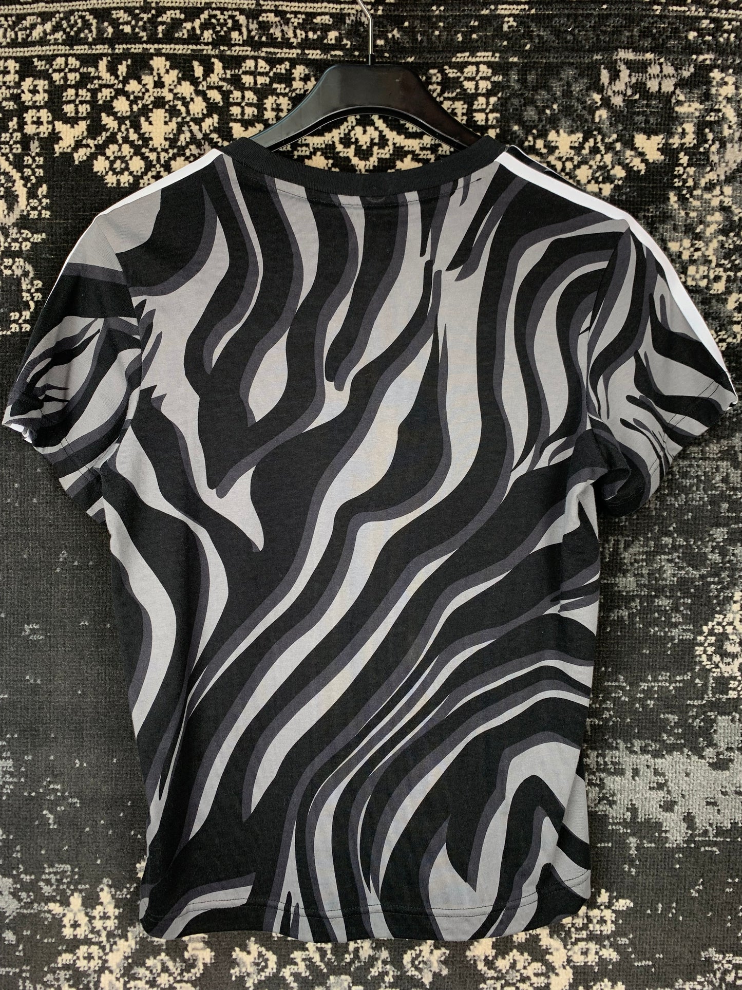 Women's Adidas Originals Black and Grey Patterned T-Shirt