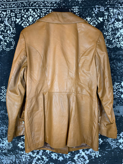 Vintage 70s Style Brown Leather Jacket for Women