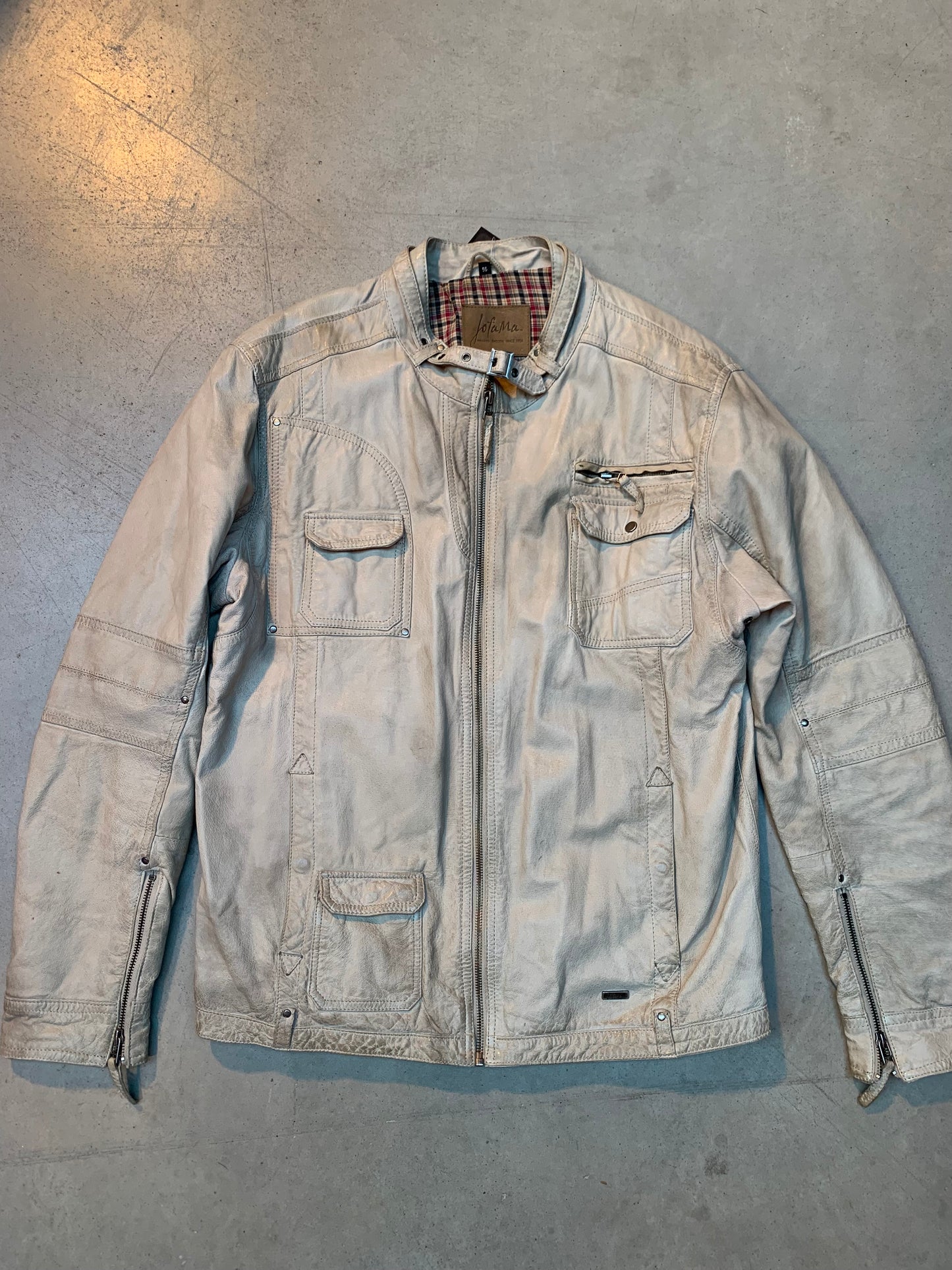 Men’s Vintage Jofama Light Beige Leather Jacket