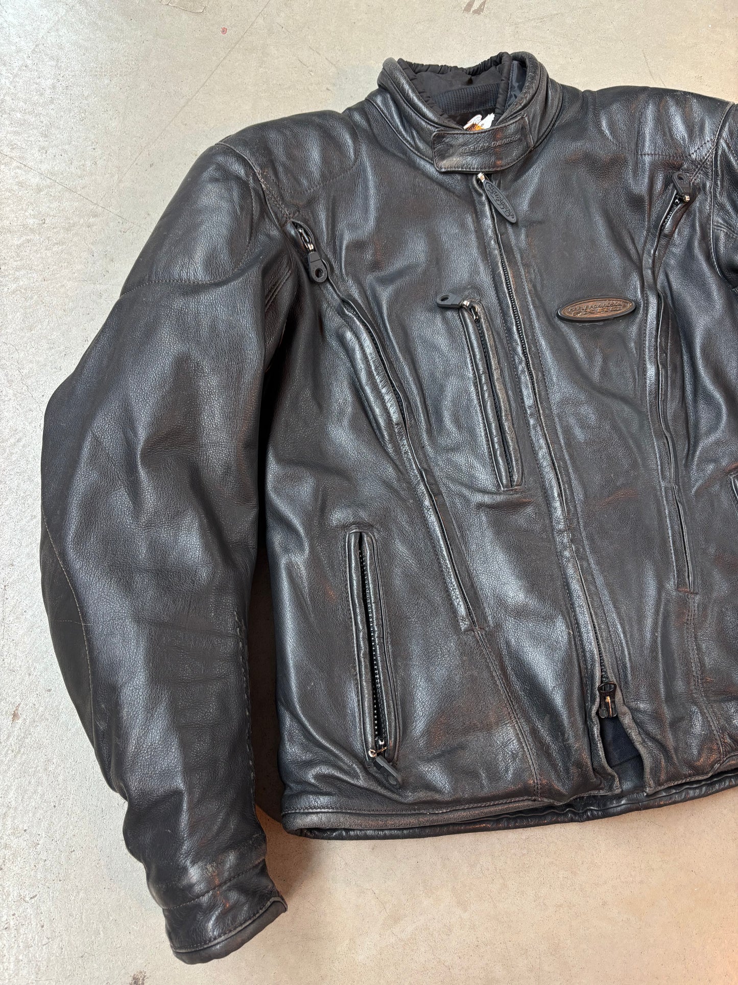 Vintage Harley Davidson Black Leather Jacket