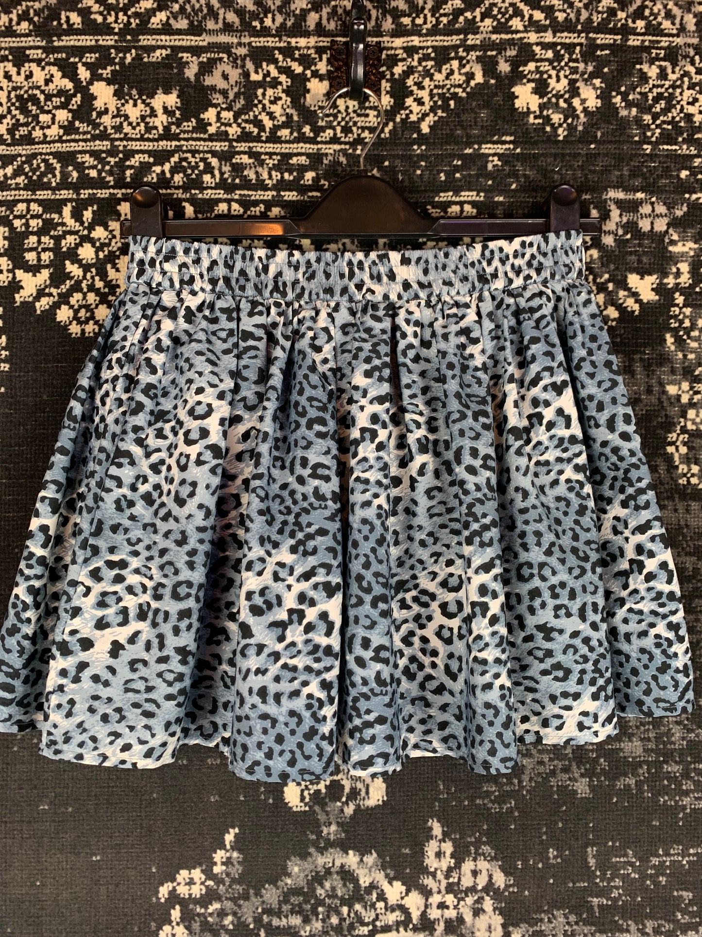 Y2K Style Blue Leopard Print Mini Skirt