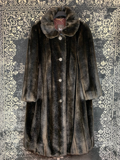 Vintage Dark Brown Faux Fur Long Coat