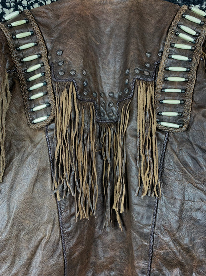 Men's Vintage Leather Gallery Brown Cowboy Jacket