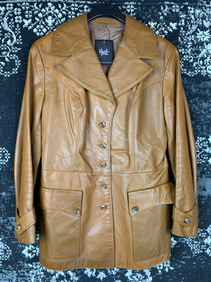 Vintage 70s Style Brown Leather Jacket for Women