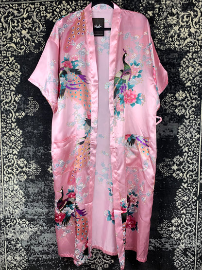 Women's Pink Japanese Style Silk Kimono Robe