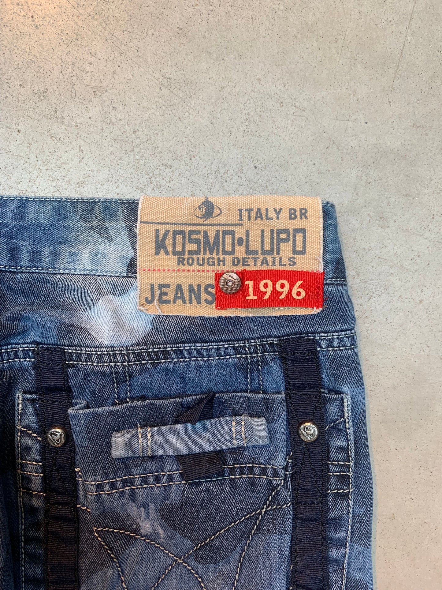Y2K Men's Camo Print Blue Jeans