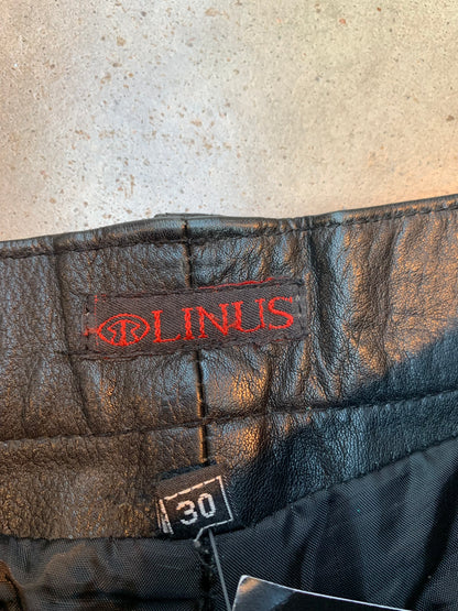 Vintage Linus Black Genuine Leather Pants Men S