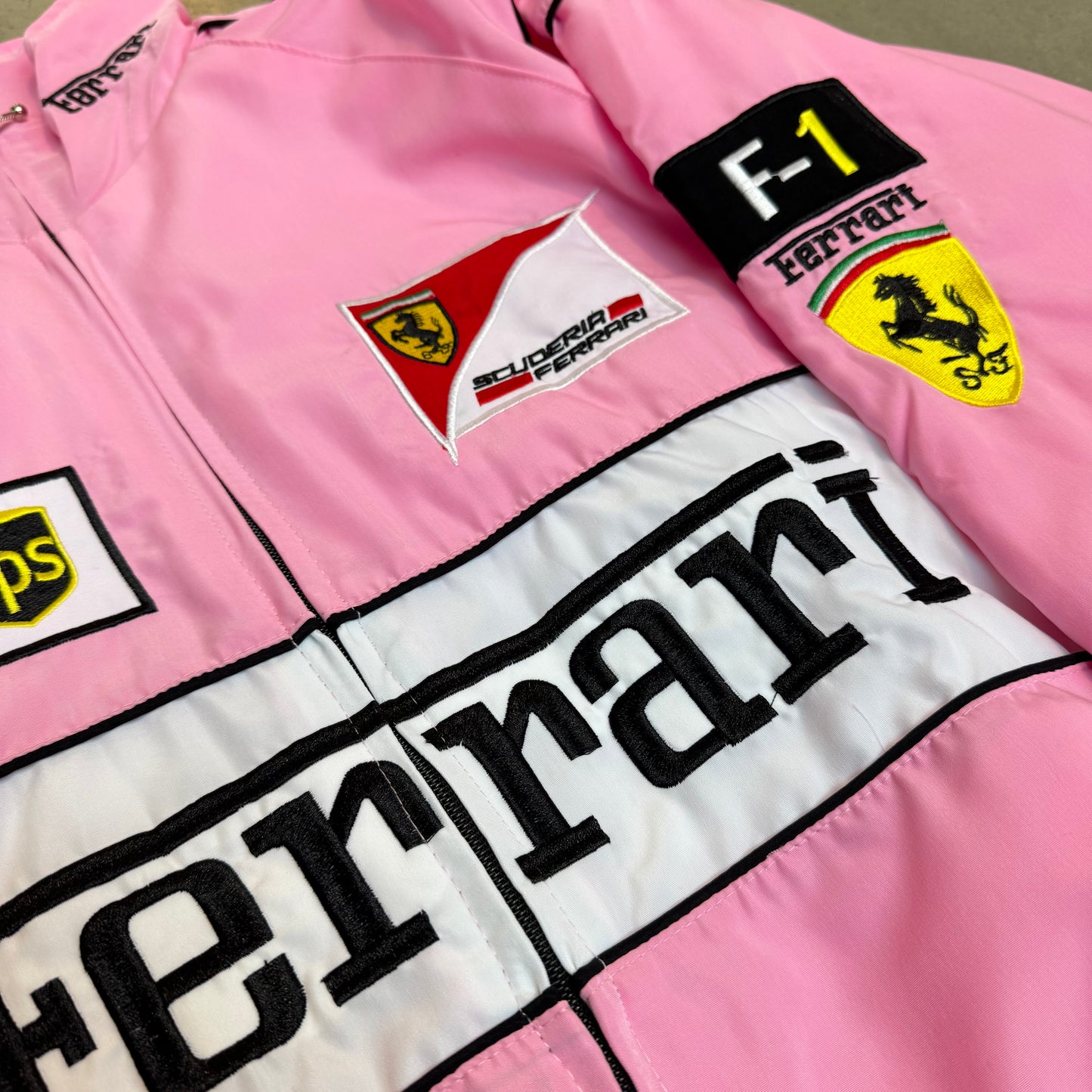 Vintage Pink Ferrari F1 Racing Jacket