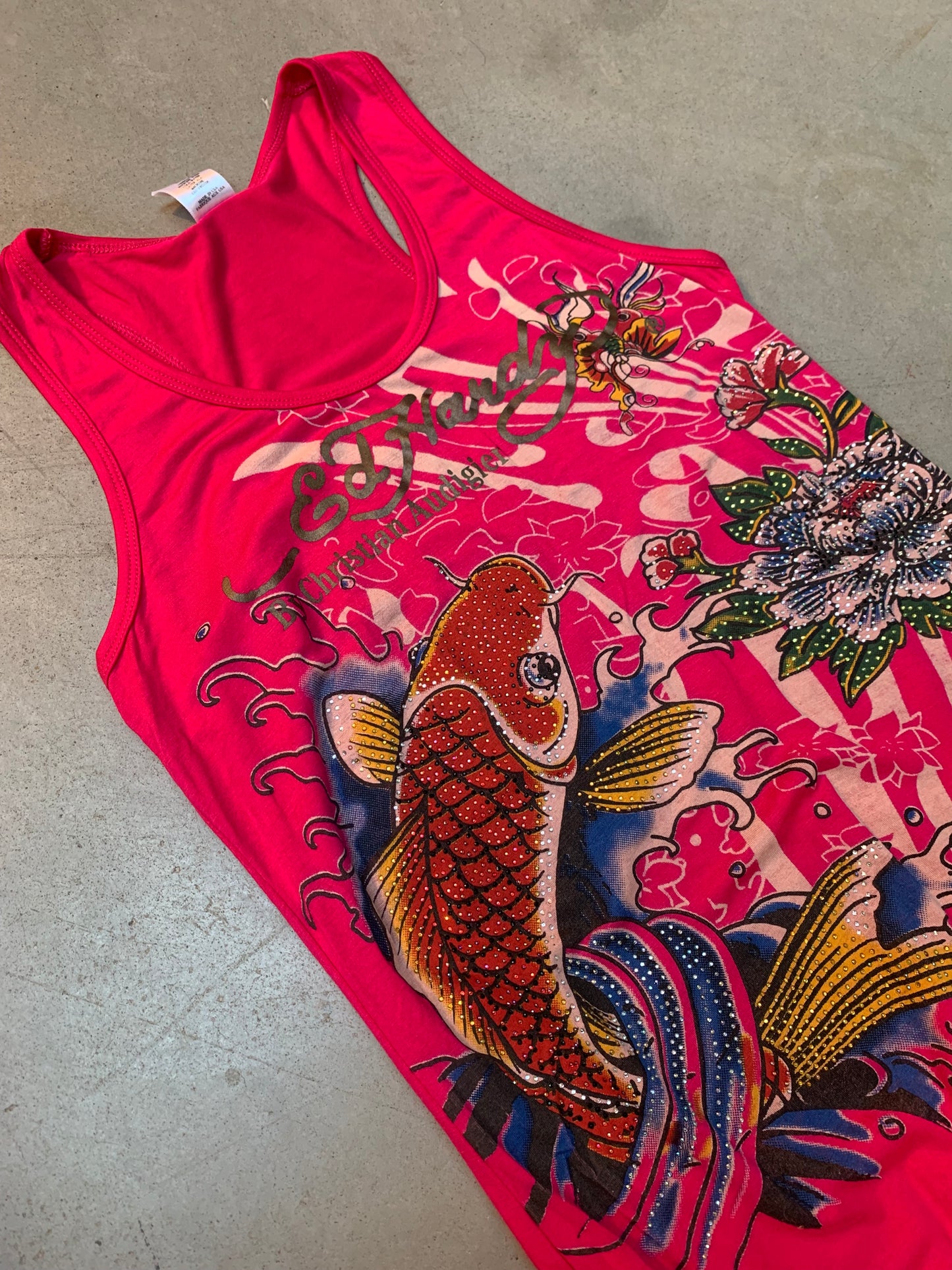 Y2K Women's Pink Ed Hardy Sleeveless Tunic