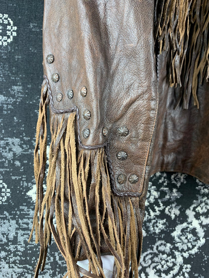 Men's Vintage Leather Gallery Brown Cowboy Jacket